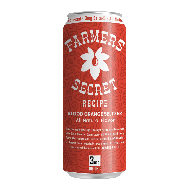 4 pack Farmers Secret Blood Orange 3mg D9 THC Seltzer