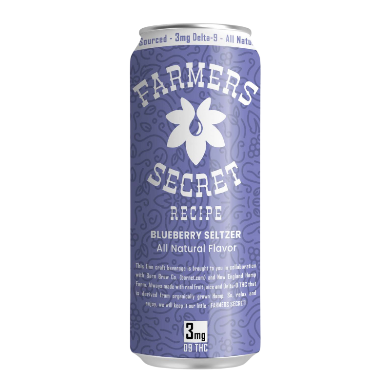 4 pack Farmers Secret Blueberry 3mg D9 THC Seltzer