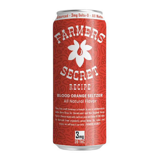 4 pack Farmers Secret Blood Orange 3mg D9 THC Seltzer