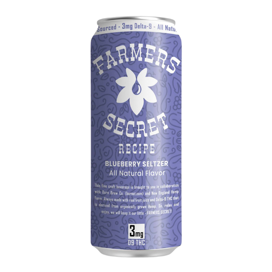 4 pack Farmers Secret Blueberry 3mg D9 THC Seltzer